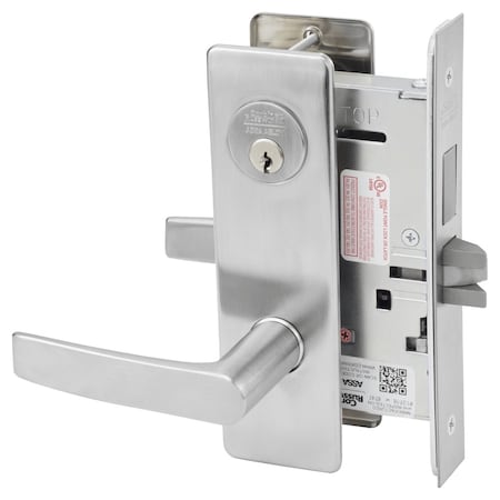 Entrance Or Storeroom Mortise Lock, AS Lever, M Escutcheon, Satin Chrome